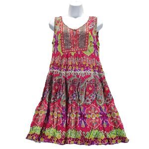 Forbidden Los Angeles Women Sz M Multicolor Mini Boho Sequin Dress Festival